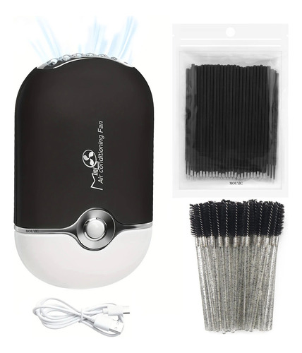 Ventilador De Pestañas 100 Microbrush 50 Cepillos Todo Negro