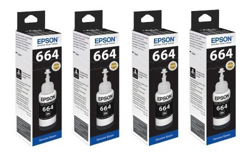 4 Tintas Ep Son T664 Negro Originales Para L110 L300 L555