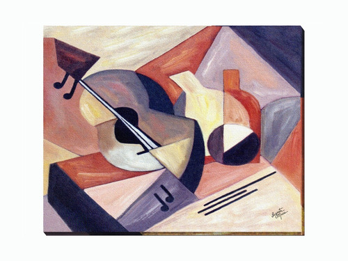 Quadro Decorativo Gravura Assinada Pintura Cubismo 100x80cm.