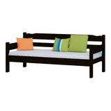 Sofa Cama De Madeira Tabaco + Bicama Solteiro Madeira Branco