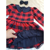 Vestido Xadrez Flanela Vermelho  Bebê Menina Infantil