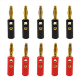  10 Conectores Banana Macho C/ Derivación, 5 Rojo + 5 Negro