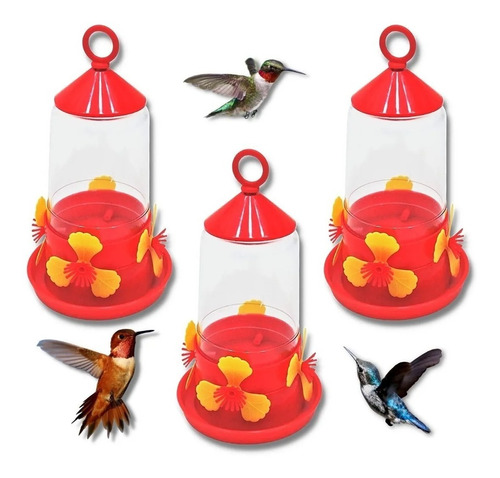 Bebedero Comedero Aves Picaflor Colibri X3 Unid Jardin Aves