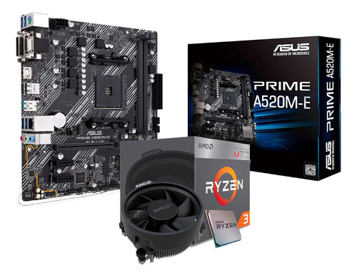 Kit Gamer Placa Mae Asus A520m-e Ryzen 3 3200g Gráfico