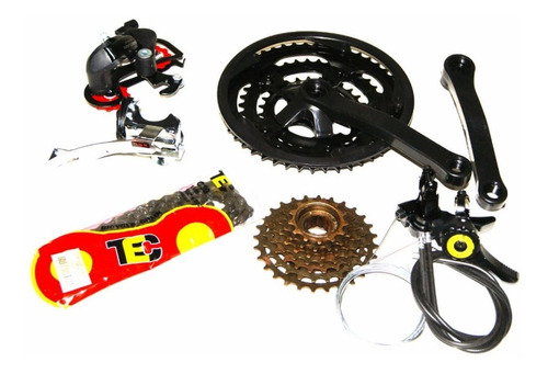 Kit Cambios Transmision Bicicleta 3x7 (21vel) Acero Sprocket