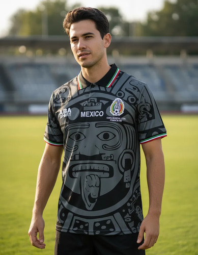 98 México Genérica Camiseta De Fútbol De Manga Corta Negra