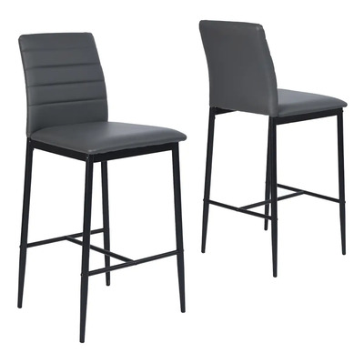 Bancos Barra (Set de 2) Color Gris, Incluye Reposapiés y Respaldo Soportable - HOMEMAKE FURNITURE | Meses sin interés