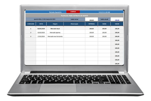 Planilha Para Extrato Bancário