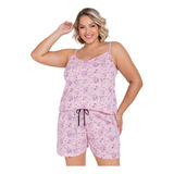 Pijama Verão De Alcinha Malha Plus Size  