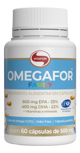 Omegafor Family Ômega 3 500mg Epa Dha  Vitafor 60 Cápsulas