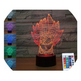 Goku Lámpara Led Multicolor Personalizada + Control. Regalos