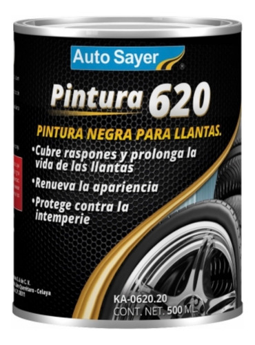 Pintura Para Llantas Automotriz Negra Revitalizadora 500ml Color Negro