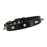 Collar Para Mascotas De Piel Con Picos Negro Tibet 26x11/4pg