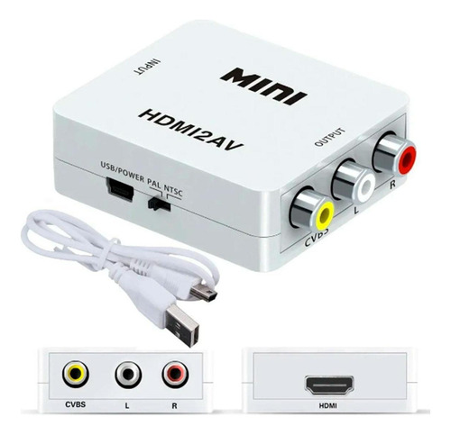 Mini Adaptador Conversor Hdmi Para Video 3rca 2av 1080p