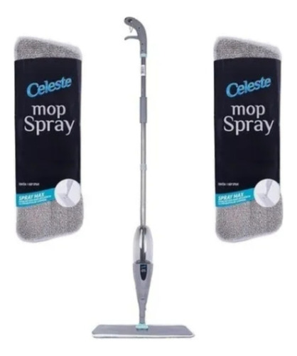 Kit Mop Spray Celeste Esfregão Com Reservatório + 1 Refil