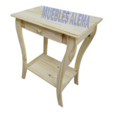 Mesa De Arrime 60 Cm Con Cajon Y Estante Pino Macizo