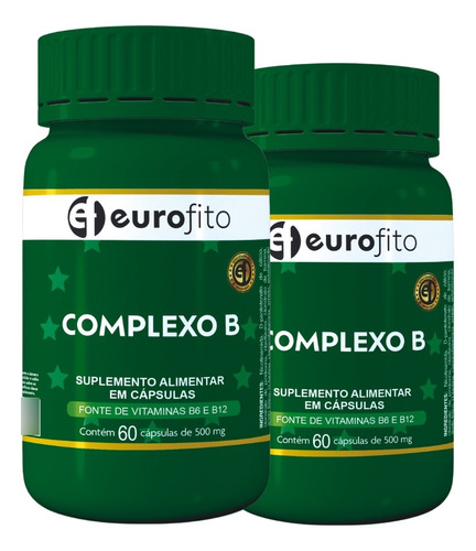 2x Complexo B Concentrado (b1, B2, B3, B5, B6, B7, B9, B12) 
