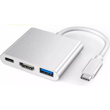 Convertidor Adaptador Micro Tipo C A Hdmi + Usb 3.0 + Tipo C