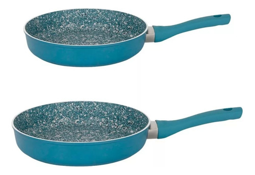 Set Sarten 24 Y 28 Cm Hudson Granito Azul Forjado Apto Induc