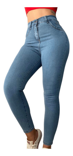 Pantalón Jean Mujer Elastizados Alto Chupín Calce Perfecto