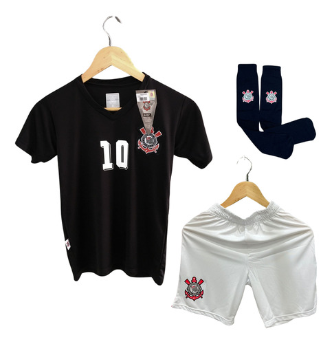 Conjunto Infantil Corinthians Decote V - Revedor Kit 3 Peças