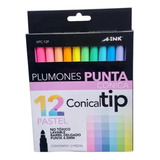 12 Plumones Colores Pastel A-ink 4.5mm Punta Conica