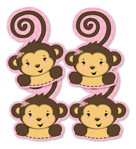 Pink Monkey Girl - Decoraciones De Mono Para Baby Shower O .