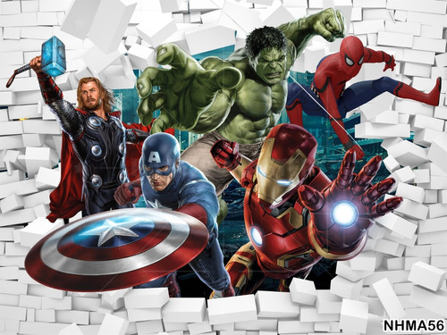 Papel De Parede Adesivo Decorativo Heroes Marvel 3,2m² 