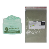 Argila Pura Verde 500g E Gel Esfoliante Pepino Clareia