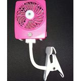 2 Ventiladores De Mano Rosas 5 En 1 Recargable Clip Y Base