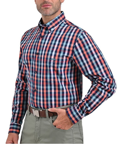 Camisa Buckingham Polo Club M/larga Regular Fit Multicolor