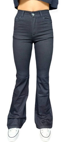 Combo Jeans Mujer Oxford Black Elastizado + Cinto Ancho Liso