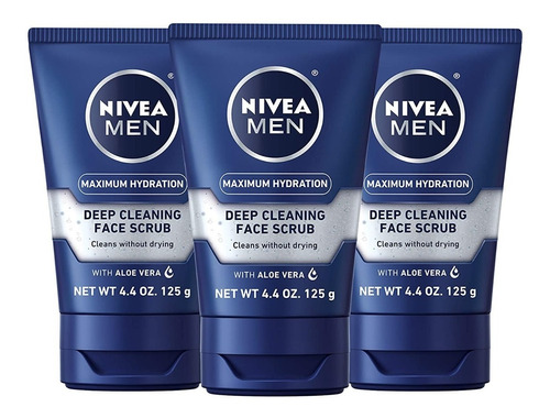 Nivea For Men Lavado Facial Profundo Con Exfoliante 3 Pack 