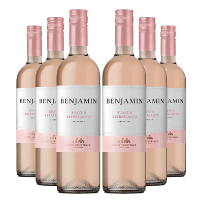 Kit 6 Vinhos Benjamin Rosé Suave Refrescante, 6x750ml | Parcelamento sem juros