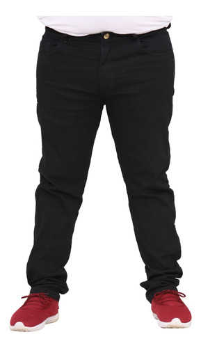 Calça Plus Size Jeans Masculina Preta Com Elastano