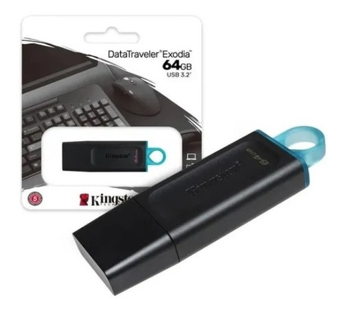 Pendrive Kingston Datatraveler Exodia 64gb 3.2 Gen 1 - Negro