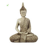 Buda Hindu Tailandês Tibetano Sidarta Em Resina Branco 20cm.