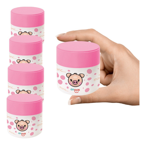 Kit 5 Porta Cosmetico Viagem Mini Creme Shampoo Pote Rosa