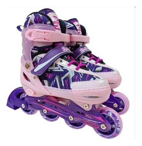 Patins Roller Inline Infantil Rosa/roxo Tam 38-41