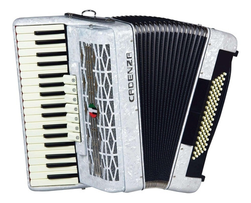 Acordeon Cadenza Cd 8037 Branco 80 Baixos 37 Teclas 7 Reg.