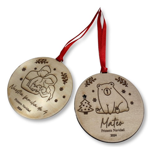 Set De 2 Esferas Navideñas Personalizadas, Souvenir, Adorno