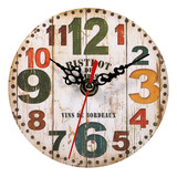 Reloj De Pared Vintage Analógico Madera Redondo