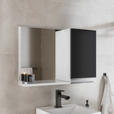 Espelho Banheiro - Espelheira Com Armário 60cm Moldura Branco_preto