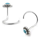 Piercing Nostril (nariz) Plata925 Cubic Piedra Natural Forma