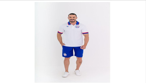 Camisa Bahia Polo Masc. Oficial Licenciada Tricolor De Aço