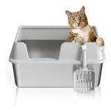 Naughtytribe - Caja De Arena Para Gatos De Acero Inoxidable 