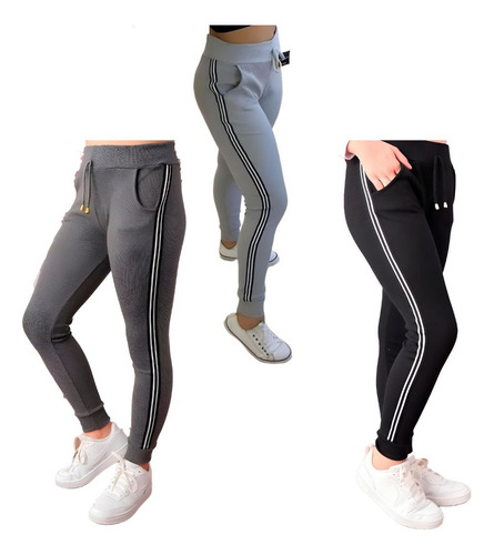 Kit Calça Jogger Feminina Ribanna 3 Peças Costura Reforçada