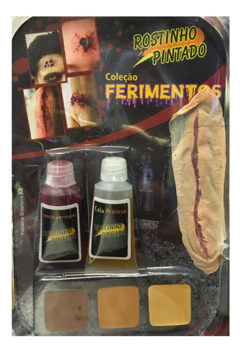 Kit Maquiagem Completa Halloween Artistica Machucado Falso