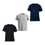 3 Camisetas Básicas Para Hombre 100% En Algodón Suavizado