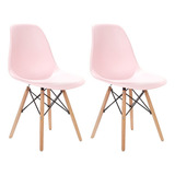 Cadeira De Jantar Garden Life Charles Eames, 2 Unidades Estrutura Da Cadeira Rosa Assento Rosa Desenho Do Tecido Eames